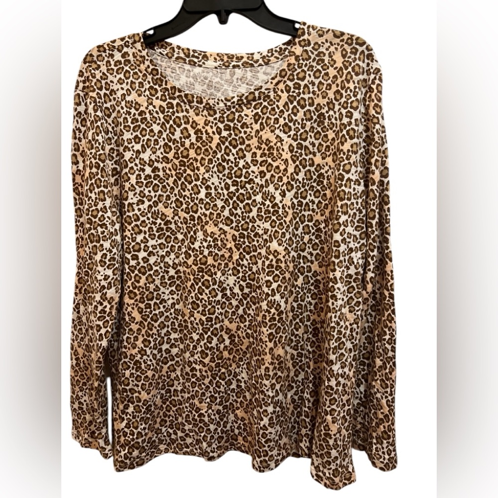 Blue Sol Women's XL Animal Print Long Sleeve Crew Neck T-Shirt